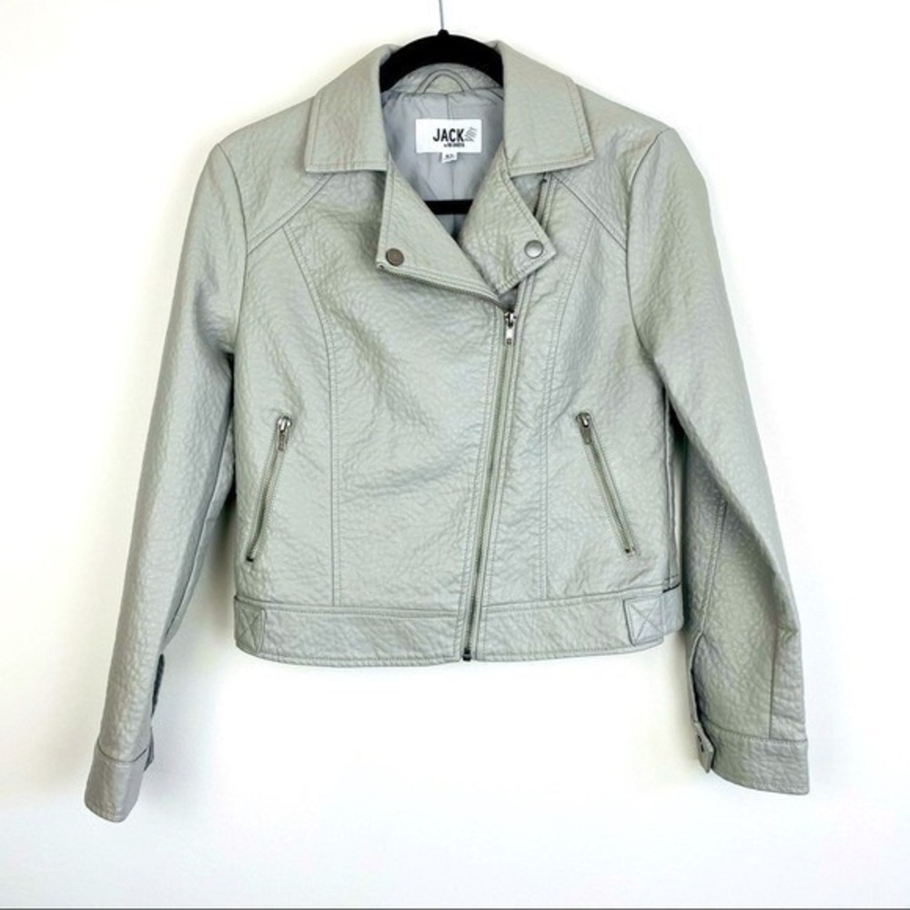 Jack by BB Dakota Vegan Leather‎ Grey Moto Jacket Size X-Small - Picture 3 of 12